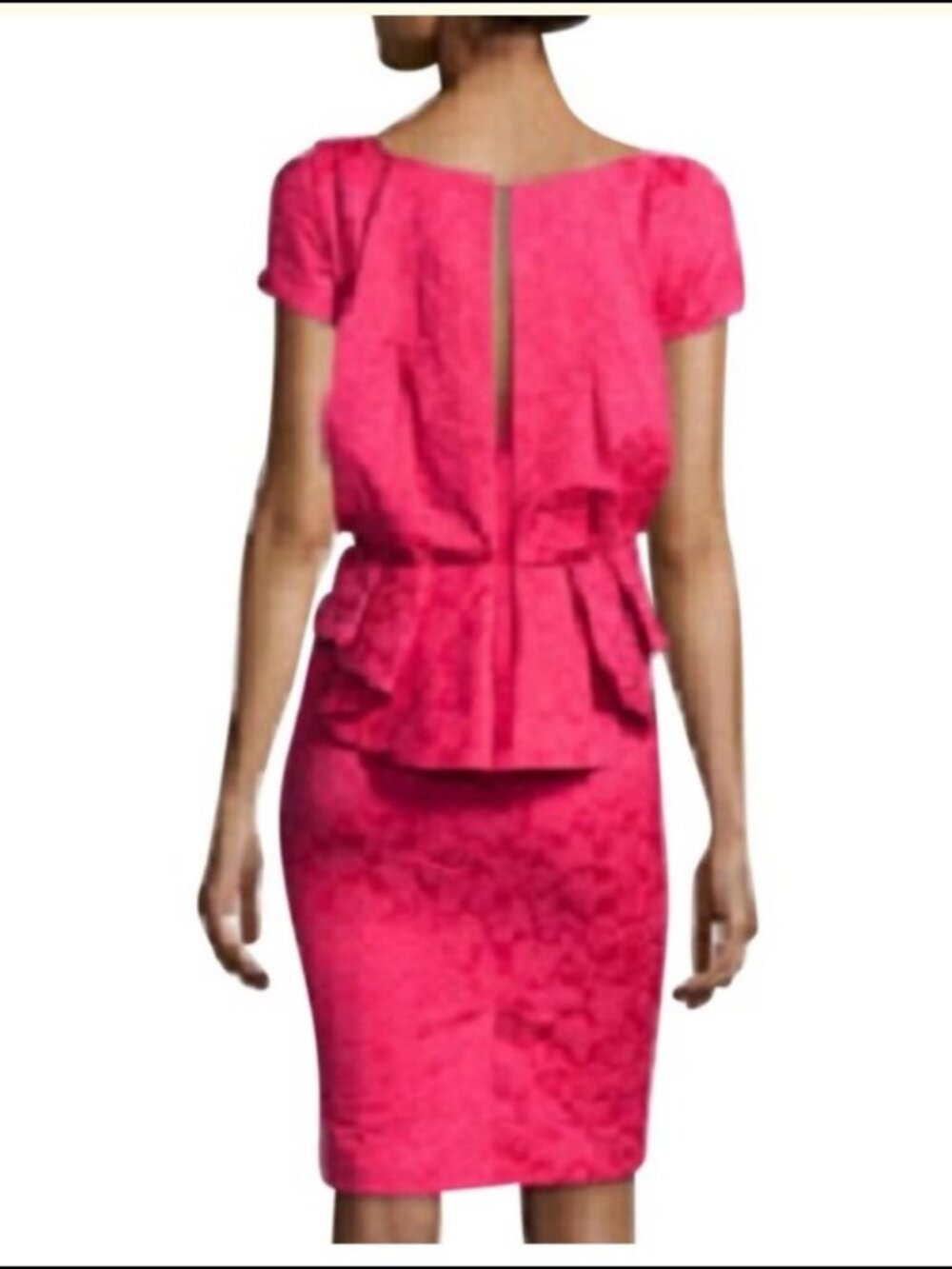 Zac Posen Red Floral Brocade Peplum Sheath Dress 6
